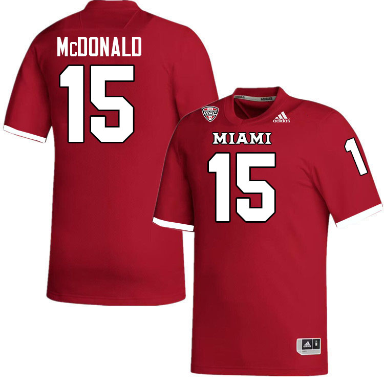 Miami University Redhawks #15 Cade McDonald College Football Jerseys Stitched-Red